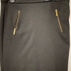 Michael Kors Black MIDI Skirt with Gold Zipper Pocket size 8